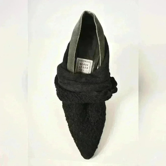 1990s HERVE  LEGER Black Wool Knit Sock Coquette Stiletto Boots 39EU (9US) Italy - Picture 8 of 8